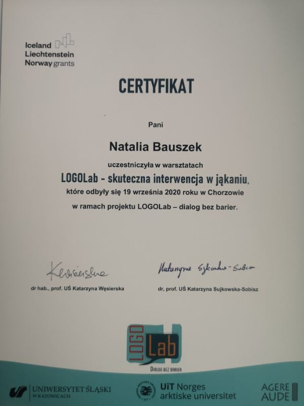 Dyplom Natalia Bauszek