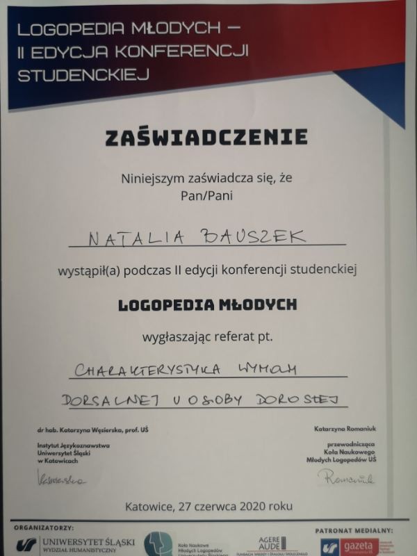 Dyplom Natalia Bauszek